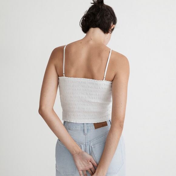 Madewell Lexi Poplin Smocked Halter Crop Top Women’s size medium - Picture 8 of 9
